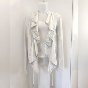 ARMANI EXCHANGE Light Grey Metallic Jacket With Cascade Collar; Likely Size L